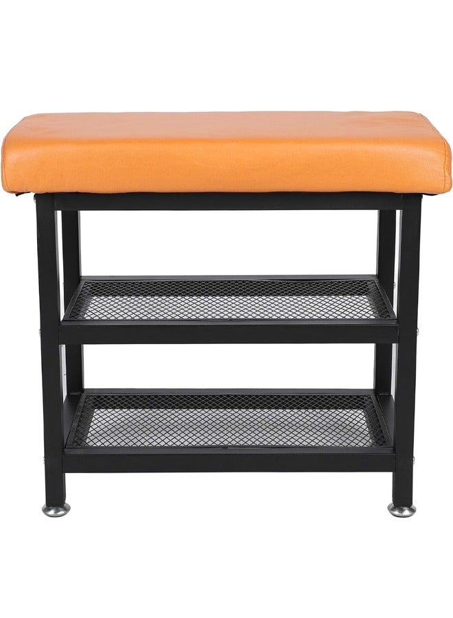ATM Compact Shoe Bench with Metal Frame and Leather Upholstery - 60x31x49 cm  - Image 4
