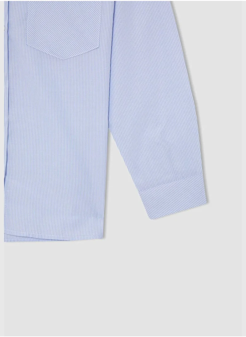 DeFacto Relax Fit Long Sleeve Poplin Shirt