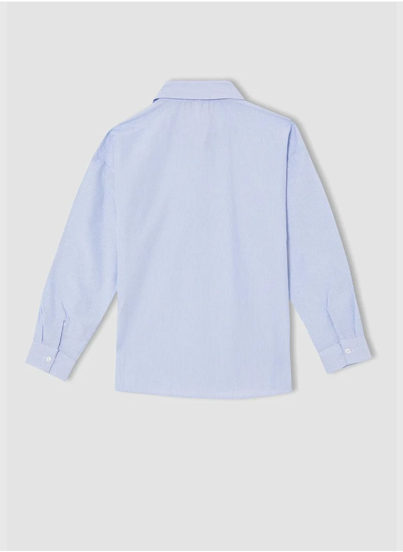 DeFacto Relax Fit Long Sleeve Poplin Shirt