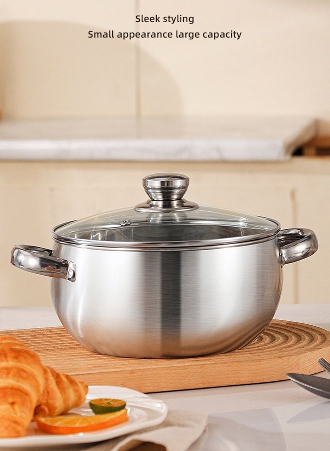 طقم أواني طهي من الفولاذ المقاوم للصدأ مكون من 6 قطع مع أغطية زجاجية سميكة مقاومة للصدأ ومتينة ومقاومة للحرارة. - Image 4