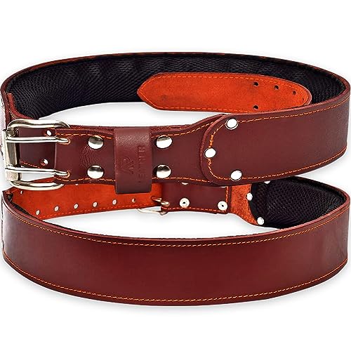 AP LEATHER Pro-501 Oil Tanned Leather Tool Belt for 30" to 52" Waist, Premium Leather with 4MM thickness Tool Belt Padded Work Belt (Maroon) - Image 1