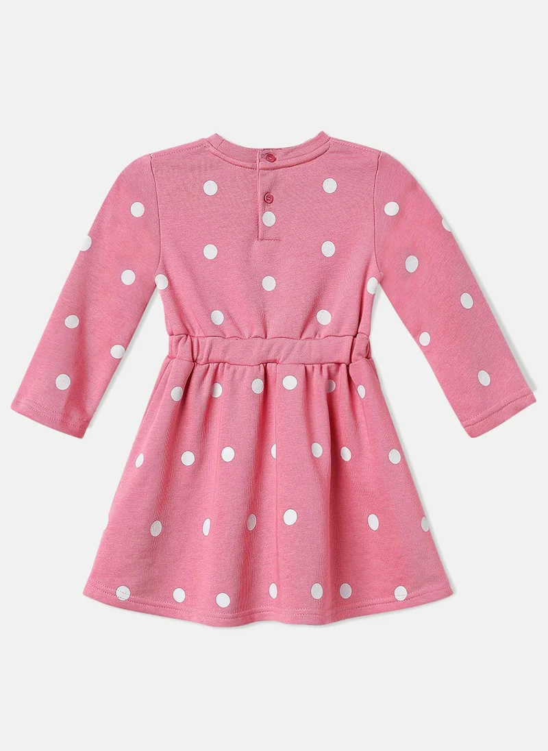 Nautinati Nautinati Girls' Fleece Polka Dot Print Bow Belted Dress