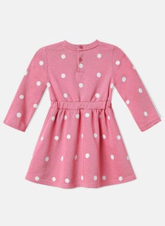 Nautinati Nautinati Girls' Fleece Polka Dot Print Bow Belted Dress  - Image 2