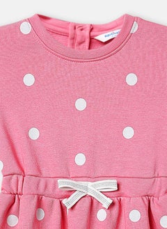 Nautinati Nautinati Girls' Fleece Polka Dot Print Bow Belted Dress  - Image 4