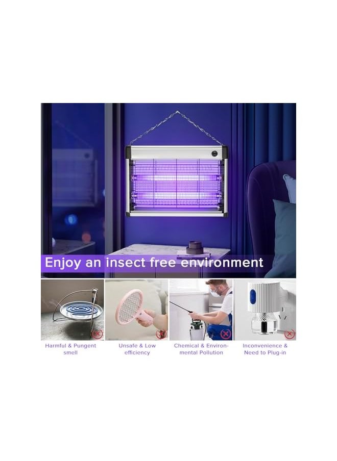 Necomi - Bug Zapper Mosquito Killer With Protective Grid Necomi Powerful 20W Uv Led Lamps Mosquito Zapper Plug In Hanging Insect Trap For Mosquito Moth Fly Insect - Image 1