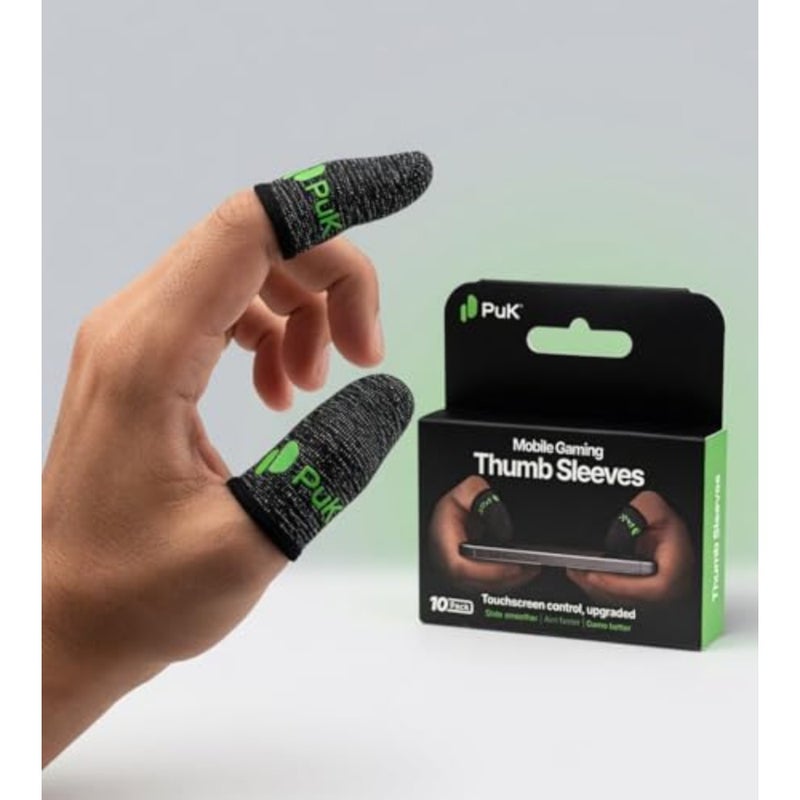 PuK Mobile Gaming Thumb Sleeves - Pack of 10 Breathable Anti-Sweat Gaming Finger Sleeves for Smooth Glide and Precision Control - Mobile Game Accessories Optimized for FPS and Battle Royale Type Games - Image 1