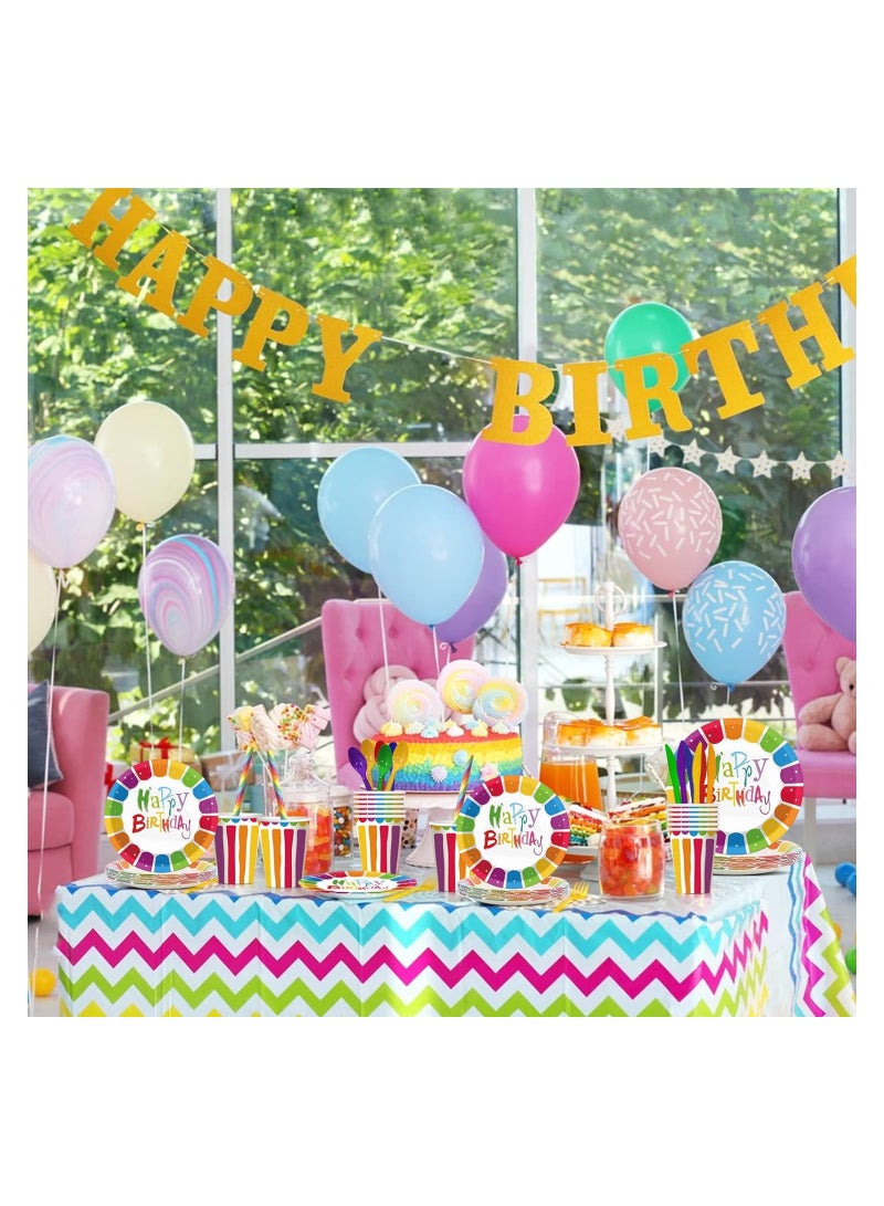 SOLARAE Rainbow Party Supplies Set - 90Pcs Birthday Plates and Napkins for Baby Showers and Birthday Celebrations, Perfect Decorations for Boys and Girls' Rainbow Themed Parties. - Image 4