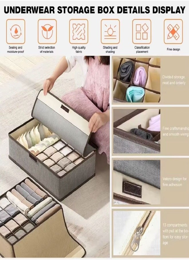 Generic Underwear Storage Box Underwear Drawer Organizer Dividers Foldable Fabric Closet Organizers and Storage, Dresser Drawer Dividers for Baby Clothes, Bra, Scarves, Belt, Tie  - Image 3
