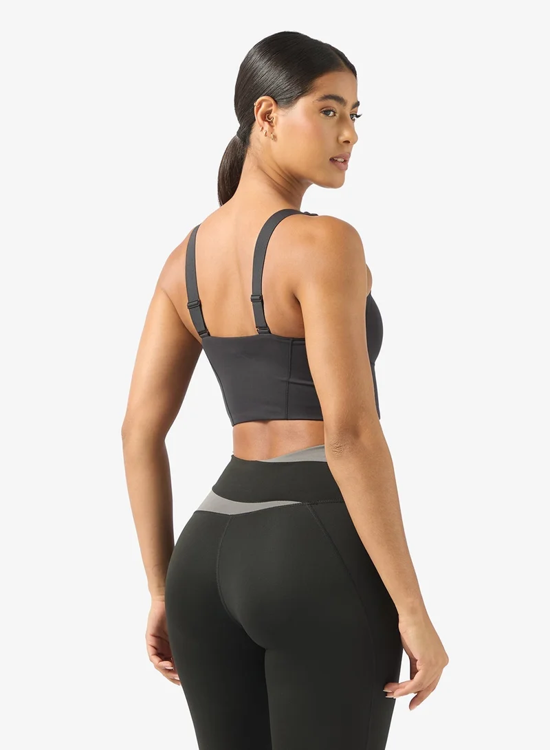 ANTA Easy-On Sports Bra / Tight Workout Training Commute Tank Black