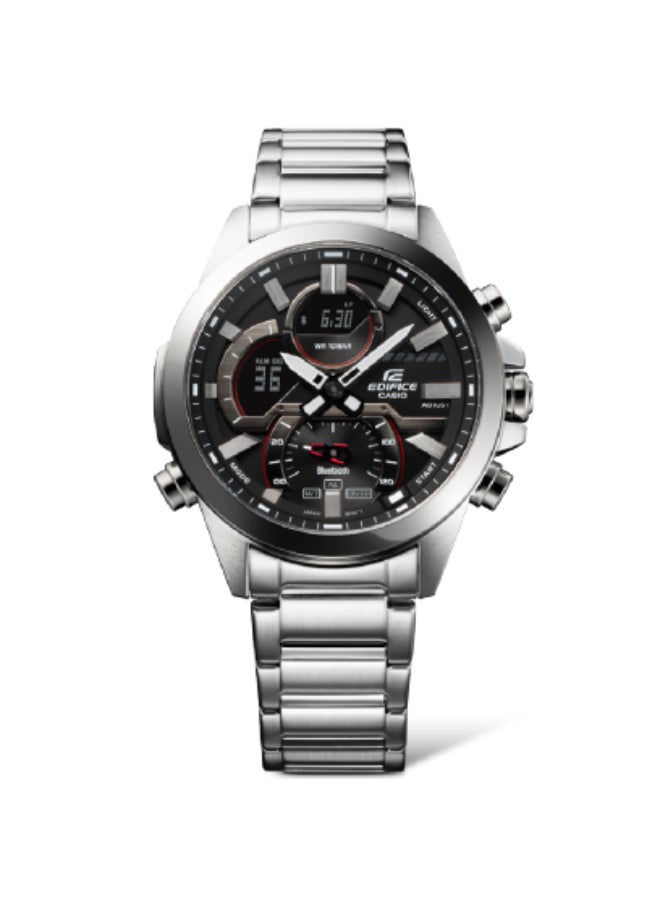 Casio Men Watch Edifice Smartphone Link Digital Analog Black Dial Stainless Steel Black Ion Plated Band and Case ECB-30DC-1ADF. - Image 3