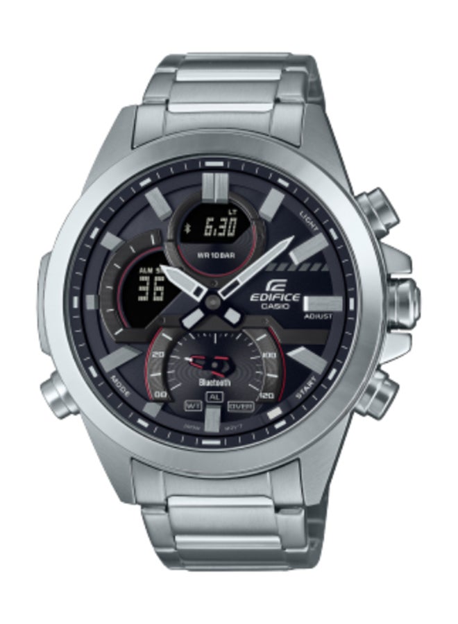 Casio Men Watch Edifice Smartphone Link Digital Analog Black Dial Stainless Steel Black Ion Plated Band and Case ECB-30DC-1ADF. - Image 1