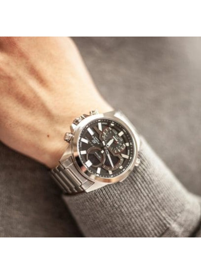 Casio Men Watch Edifice Smartphone Link Digital Analog Black Dial Stainless Steel Black Ion Plated Band and Case ECB-30DC-1ADF. - Image 4