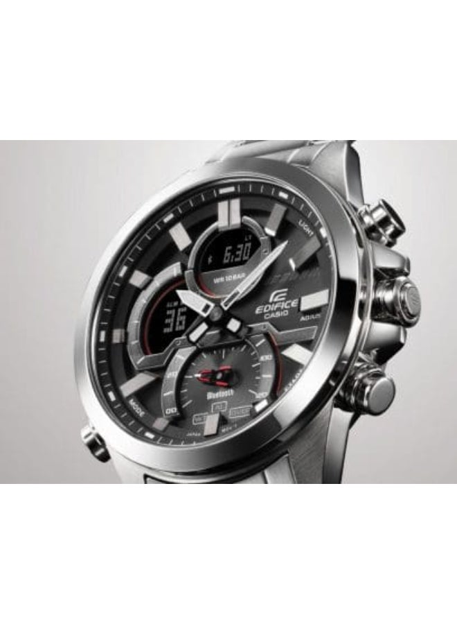 Casio Men Watch Edifice Smartphone Link Digital Analog Black Dial Stainless Steel Black Ion Plated Band and Case ECB-30DC-1ADF. - Image 2