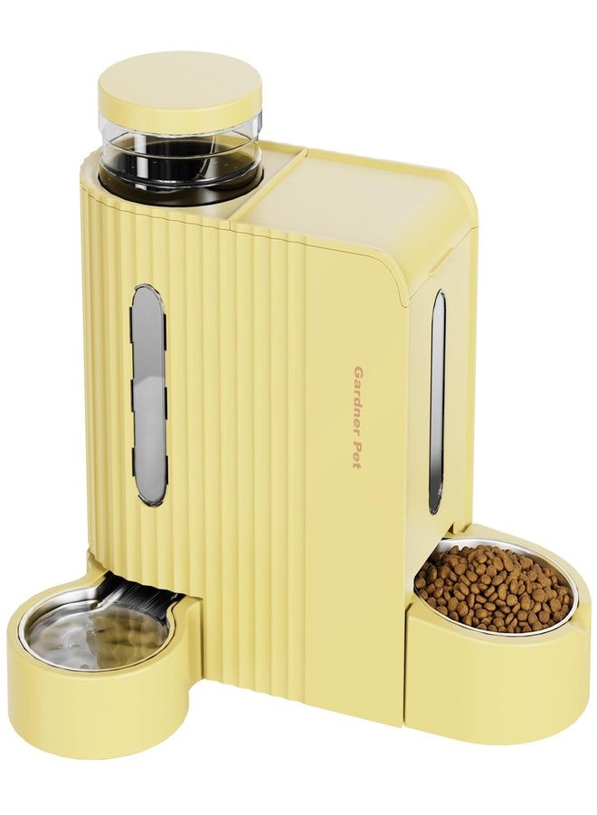 Gardner Pet Gravity Automatic 2-in-1 Pet Feeder, 0.8 Gallons*2 Cat Feeder and Water Dispenser Set, 100% BPA-Free and Stainless Steel Water Bowl for Dogs, Cats, Rabbits, Puppies (Yellow) - Image 1