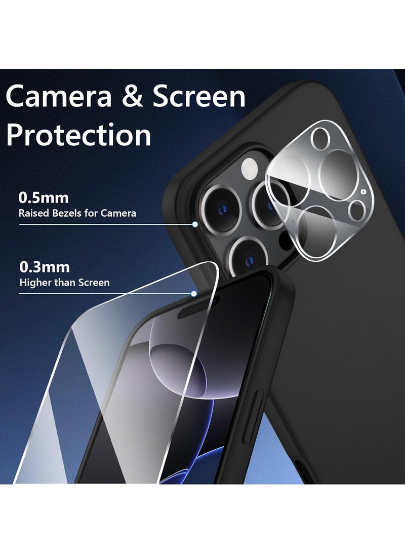 JAJEEK "iPhone 16 Pro Black Case – Ultra-Thin Matte Cover with Camera Lens and Screen Protectors, Soft Touch, Shockproof Design" - Image 3
