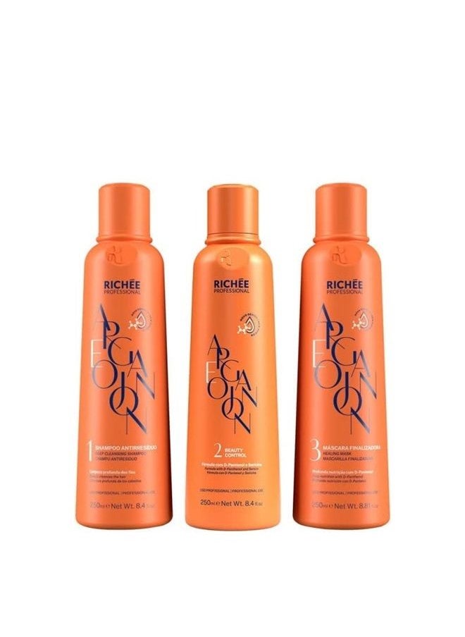 Richée Professional - Argan E Ojon Kit | Rich Formula, Perfect Straight, Extreme Hydration | (3x) 250 ml / 8.4 fl.oz. - Image 1