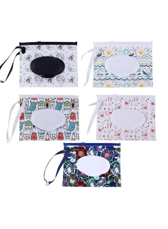 Pokinge 5pcs EVA Baby Wet Wipe Holders Portable Reusable Travel Wipes Case, Wipe Bags Wet Wipes Container Wet Wipes Holders for Travel - Image 1
