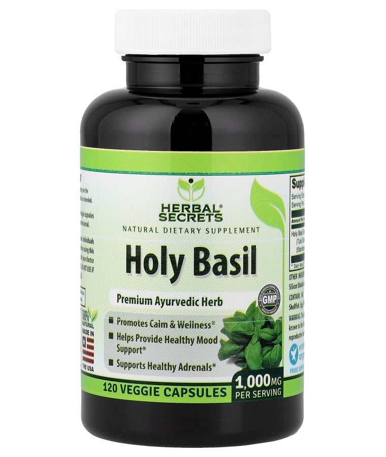 Holy Basil 120 Veggie Capsules (500 mg per Capsule)