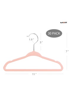 Red Dot Gift 30 Pack Pink Color Baby Velvet Hangers (28cm / 11 Inch) Nursery Clothes Hangers Non-Slip Toddler Hangers, 360 Chrome Swivel Hook  - Image 2