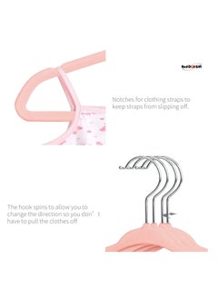 Red Dot Gift 30 Pack Pink Color Baby Velvet Hangers (28cm / 11 Inch) Nursery Clothes Hangers Non-Slip Toddler Hangers, 360 Chrome Swivel Hook  - Image 5