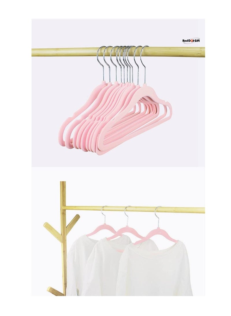 Red Dot Gift 30 Pack Pink Color Baby Velvet Hangers (28cm / 11 Inch) Nursery Clothes Hangers Non-Slip Toddler Hangers, 360 Chrome Swivel Hook  - Image 3