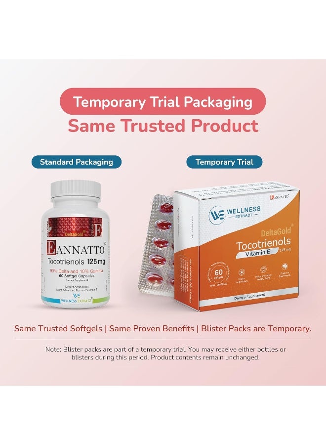 E Annatto Tocotrienols Deltagold 125mg, Vitamin E Tocotrienols Supplements 60 Softgel, Tocopherol Free, Supports Immune Health & Antioxidant Health (90% Delta & 10% Gamma) (Pack of 1) - Image 2