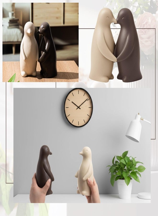 Yookeer زوج من تماثيل البطريق الخزفية من يوكير، ارتفاع 6.7 بوصة، تماثيل بطريق لطيفة، هدايا للنساء، ديكور عصري للمنزل والمكتب والطاولة والرف، هدية عيد الحب أو عيد الميلاد - Image 4
