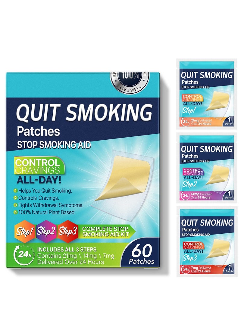 SYOSI - Quit Smoking Patches, Helping Quit Patch, Stop Smoking Aid, Steps 1 Through 3 to Quit Smoking, Help Craving Control & Clear Lung, Invisible Nicotine Patches, 8 Week Stop Smoking Program - Image 1