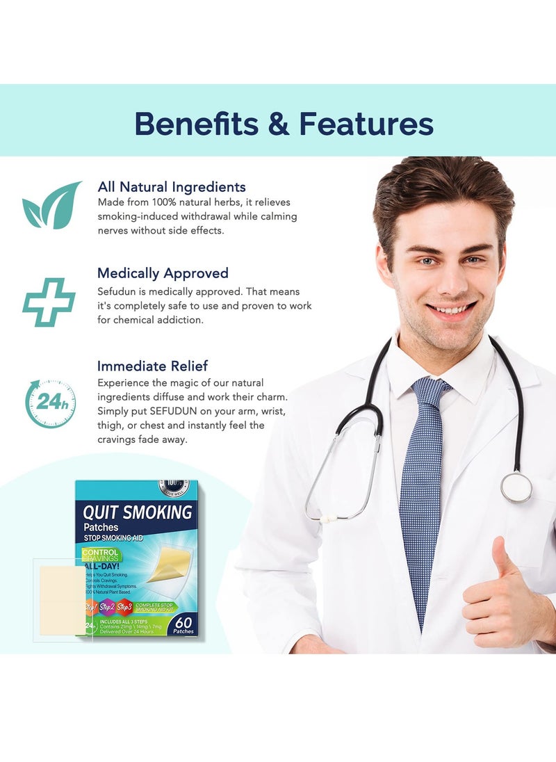 SYOSI - Quit Smoking Patches, Helping Quit Patch, Stop Smoking Aid, Steps 1 Through 3 to Quit Smoking, Help Craving Control & Clear Lung, Invisible Nicotine Patches, 8 Week Stop Smoking Program - Image 1