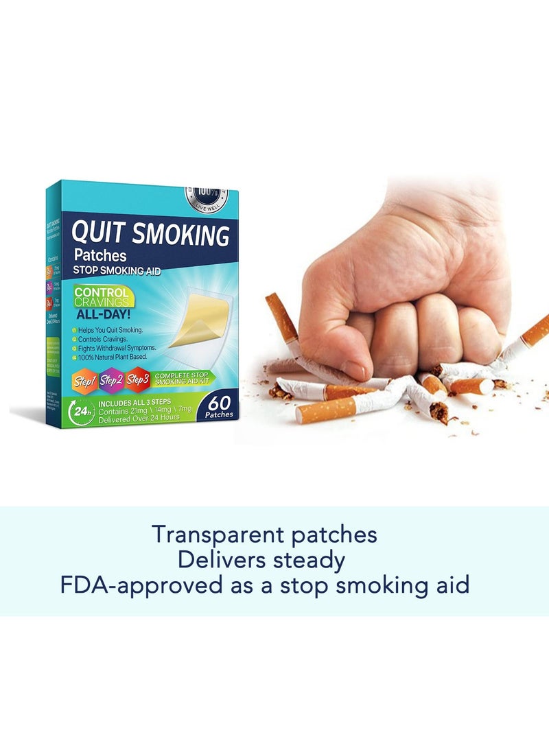 SYOSI - Quit Smoking Patches, Helping Quit Patch, Stop Smoking Aid, Steps 1 Through 3 to Quit Smoking, Help Craving Control & Clear Lung, Invisible Nicotine Patches, 8 Week Stop Smoking Program - Image 1