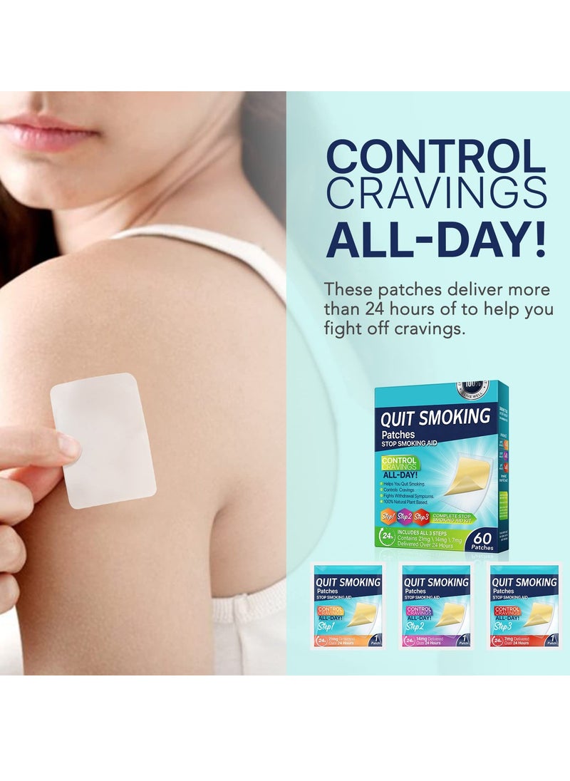 SYOSI - Quit Smoking Patches, Helping Quit Patch, Stop Smoking Aid, Steps 1 Through 3 to Quit Smoking, Help Craving Control & Clear Lung, Invisible Nicotine Patches, 8 Week Stop Smoking Program - Image 1