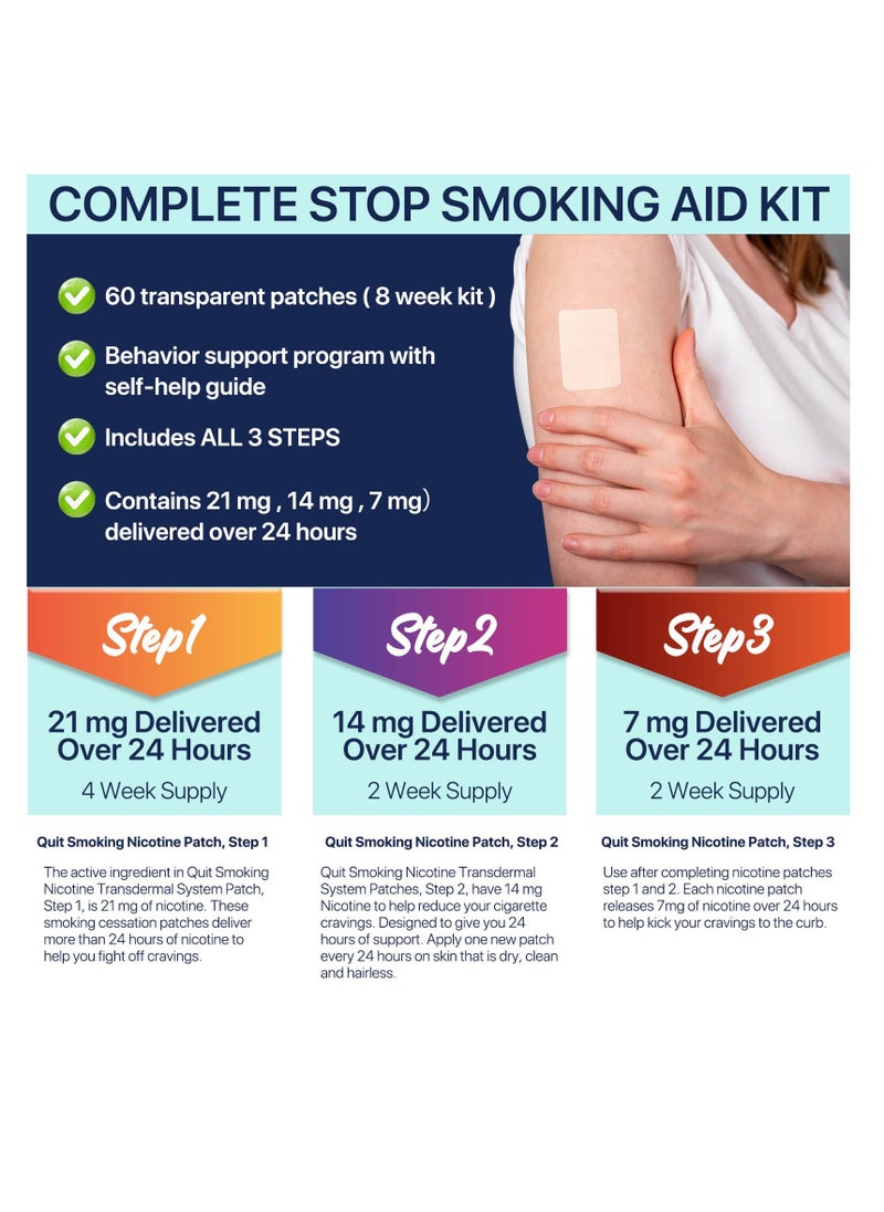 SYOSI - Quit Smoking Patches, Helping Quit Patch, Stop Smoking Aid, Steps 1 Through 3 to Quit Smoking, Help Craving Control & Clear Lung, Invisible Nicotine Patches, 8 Week Stop Smoking Program - Image 1