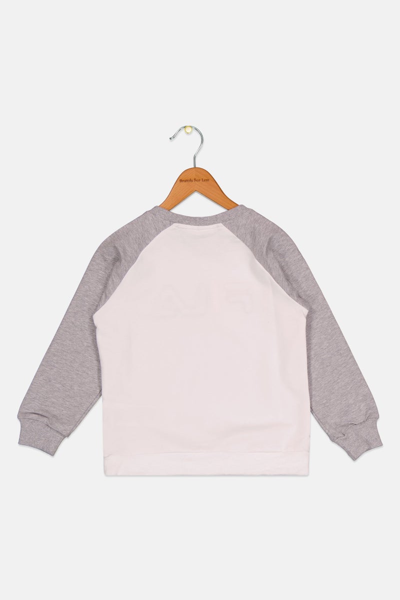 FILA ملابس رياضية للبنات للأطفال، سويت شيرت خارجي، رمادي/أبيض - Image 2