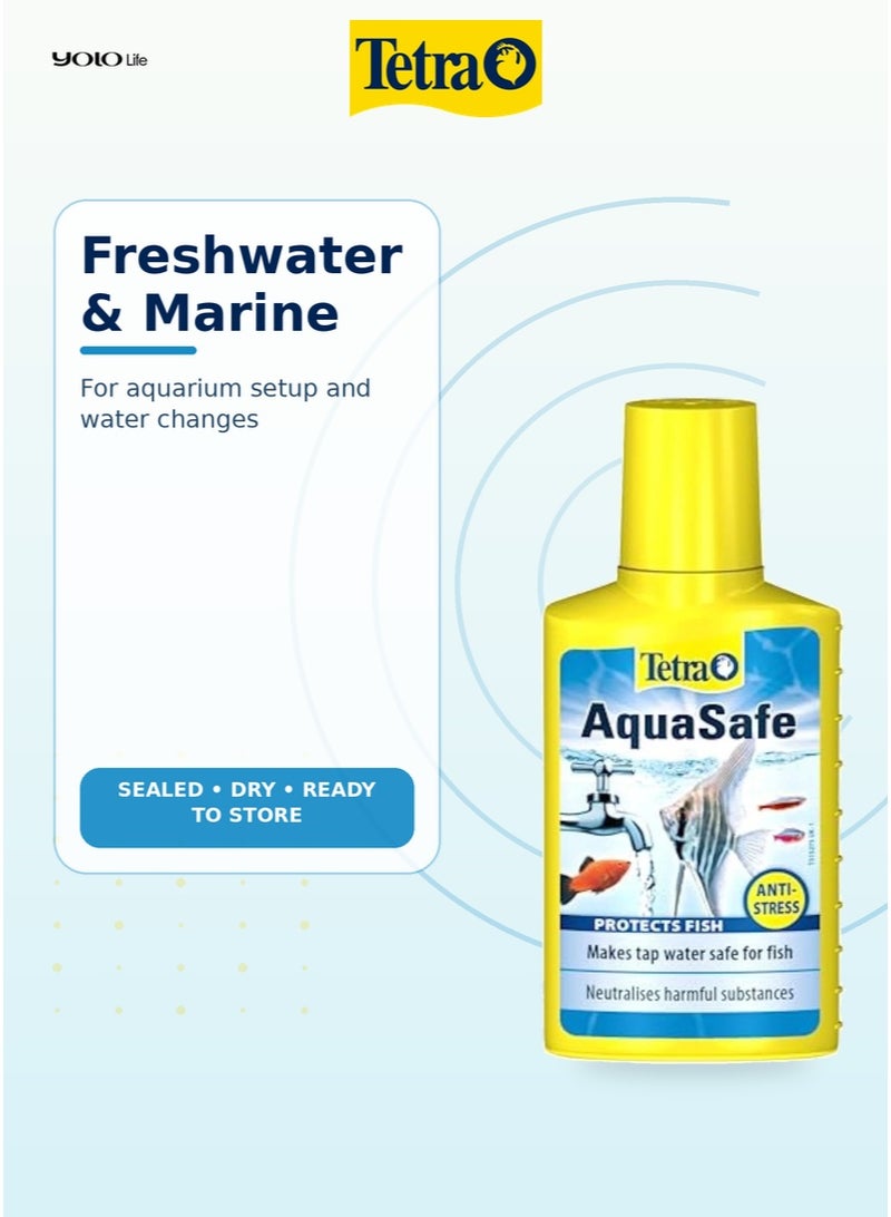تترا Tetra AquaSafe 100 مل مكيف مياه حوض السمك، يجعل مياه الصنبور آمنة خلال ثوانٍ، يحيّد الكلور والكلورامين والمعادن الثقيلة، 5 مل لكل 10 لتر، للمياه العذبة والمالحة - Image 2