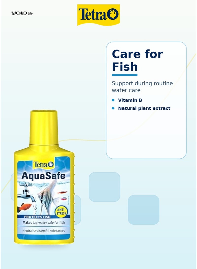 تترا Tetra AquaSafe 100 مل مكيف مياه حوض السمك، يجعل مياه الصنبور آمنة خلال ثوانٍ، يحيّد الكلور والكلورامين والمعادن الثقيلة، 5 مل لكل 10 لتر، للمياه العذبة والمالحة - Image 4