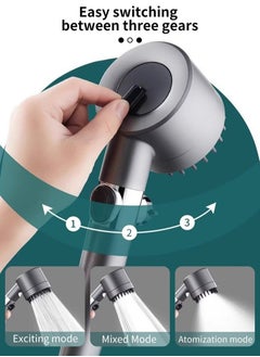XiuWoo High Pressure Shower Head Hard Water Softener Filtered Hand Held Showerhead Set With 1.5M Anti-explosion Hose and Bracket  - Image 2