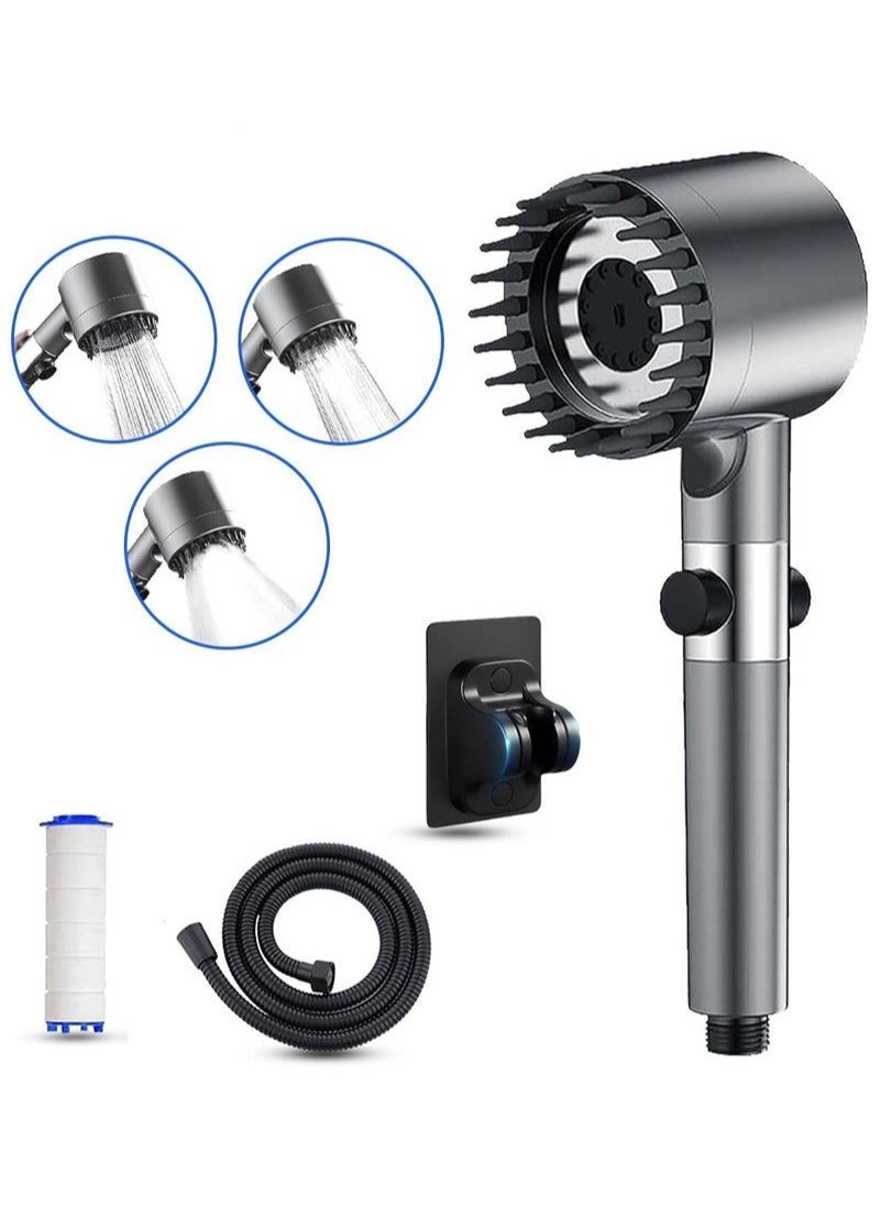 XiuWoo High Pressure Shower Head Hard Water Softener Filtered Hand Held Showerhead Set With 1.5M Anti-explosion Hose and Bracket  - Image 1