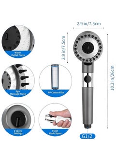 XiuWoo High Pressure Shower Head Hard Water Softener Filtered Hand Held Showerhead Set With 1.5M Anti-explosion Hose and Bracket  - Image 3