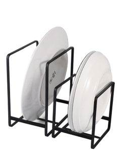 Excefore 2 Pack Dish Plate Organizer Rack Metal Storage Drying Large Drainer Non-Slip Rustproof Holder Stand for Cabinet Counter Cupboard  - Image 1