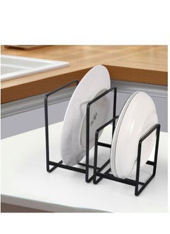 Excefore 2 Pack Dish Plate Organizer Rack Metal Storage Drying Large Drainer Non-Slip Rustproof Holder Stand for Cabinet Counter Cupboard  - Image 4