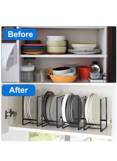 Excefore 2 Pack Dish Plate Organizer Rack Metal Storage Drying Large Drainer Non-Slip Rustproof Holder Stand for Cabinet Counter Cupboard  - Image 2