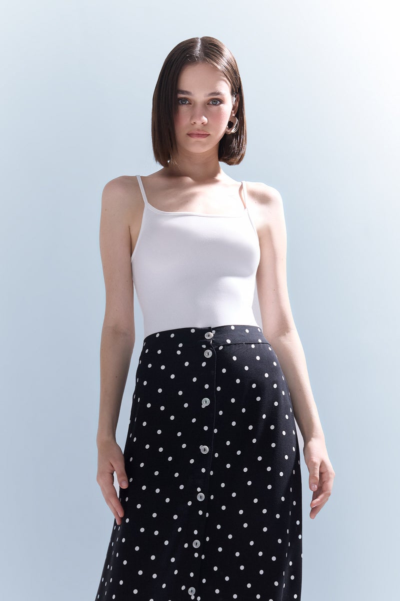 DeFacto Woman Basic Plain White Snap Strap Bodysuit  - Image 1