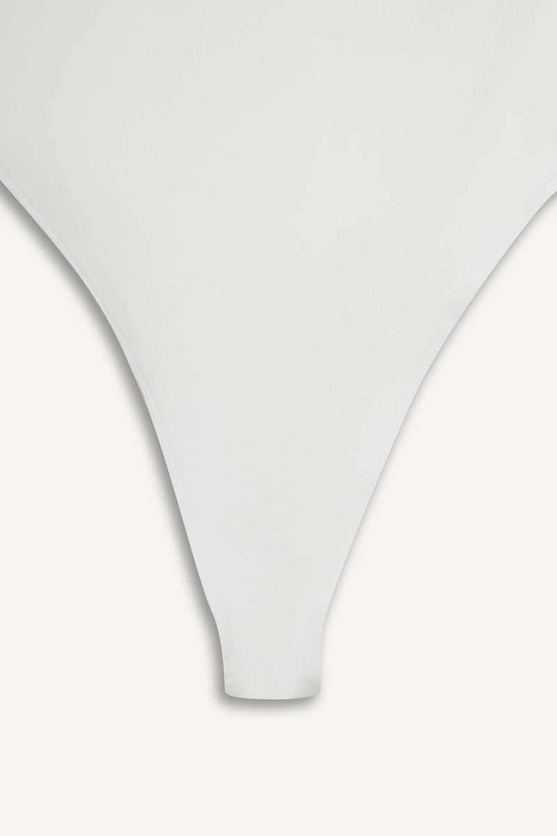 DeFacto Woman Basic Plain White Snap Strap Bodysuit  - Image 4