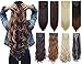 LELINTA 7Pcs 16 Clips 23 Inch Wavy Curly Full Head Clip in on Double Weft Hair Extensions Black To Wine Red Straight - Image 2