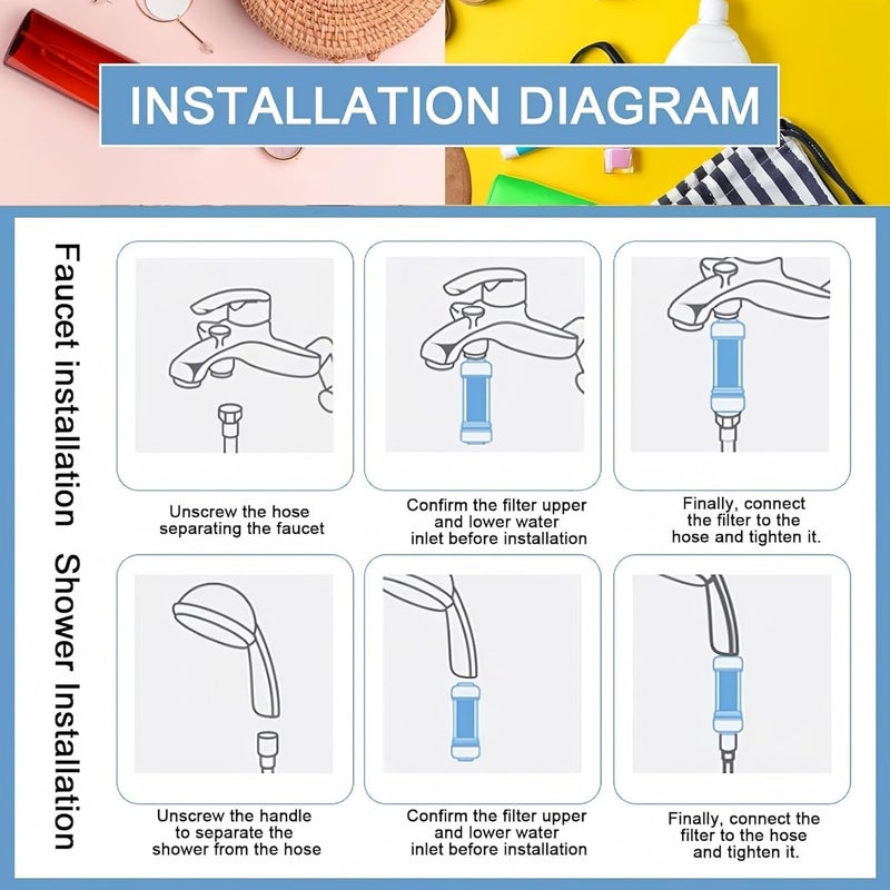 WaterCharm WaterCharm Shower Infuser Vitamin C Shower Head Filter Chlorine Fluoride Shower Filter Water Purifying Filtered Shower Head with Beads Mint Green - Image 5