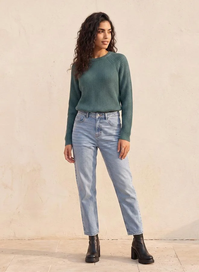 Splash FAV Fav Crew Neck Textured Sweater