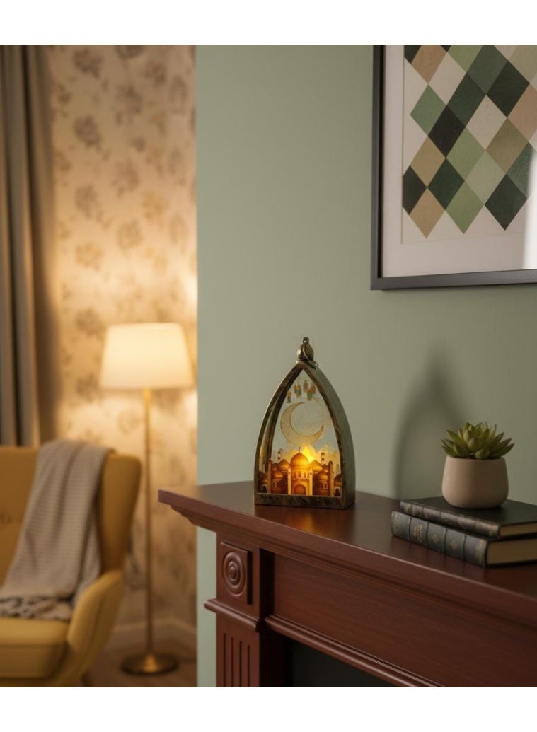 LED candle lamp for home decor 2026, with an Islamic design, Eid Mubarak, Ramadan lantern, and gold party decorations. - Image 1