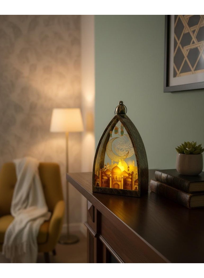 LED candle lamp for home decor 2026, with an Islamic design, Eid Mubarak, Ramadan lantern, and gold party decorations. - Image 2