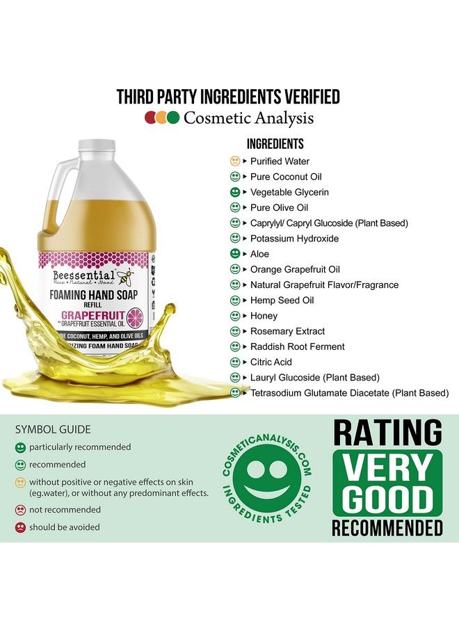 Beessential All Natural Foaming Hand Soap Refill Bulk 64 Oz Grapefruit Made With Moisturizing Aloe & Honey Made In The Usa - Image 3