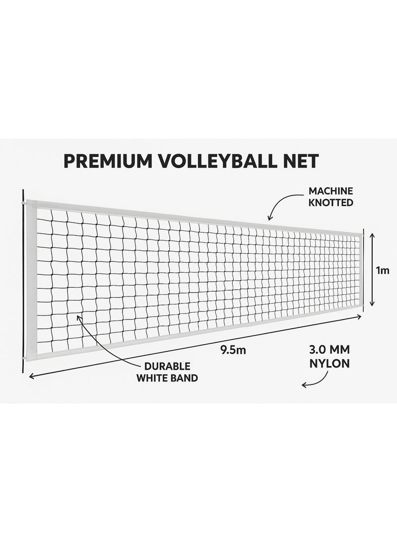 Volcan Fitness VOLCAN Premium Volleyball Net – 3.0mm Machine-Knotted Nylon, 9.5m x 1m – Durable Indoor & Outdoor Court Net - Image 2